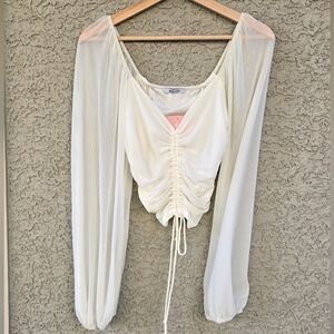 Miss Lola Long Sleeve Rouched Blouse